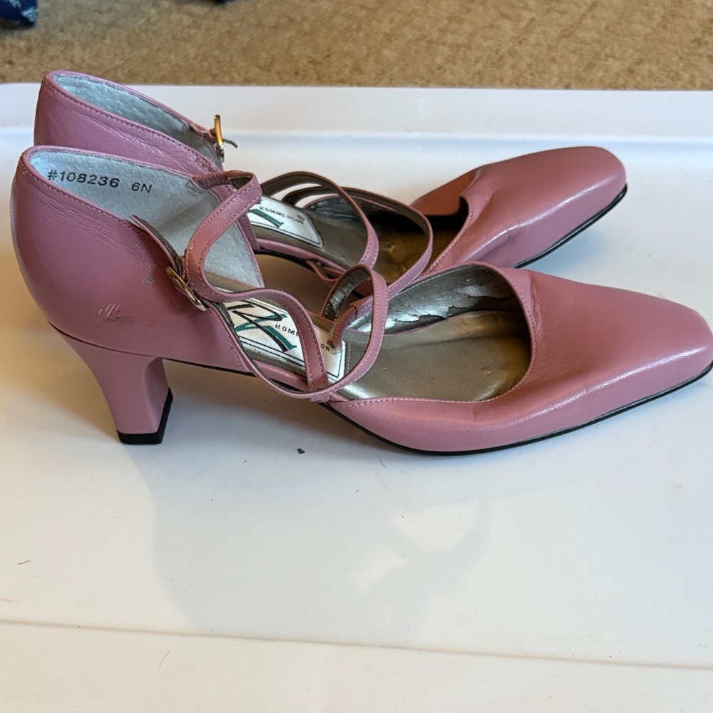 Vintage Ros Hommerson Pink Ballerina Strap Heels